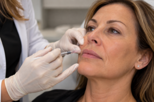 Dermal filler treatment for facial volume and lines around the mouth